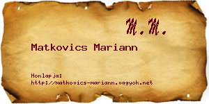 Matkovics Mariann névjegykártya