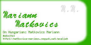 mariann matkovics business card